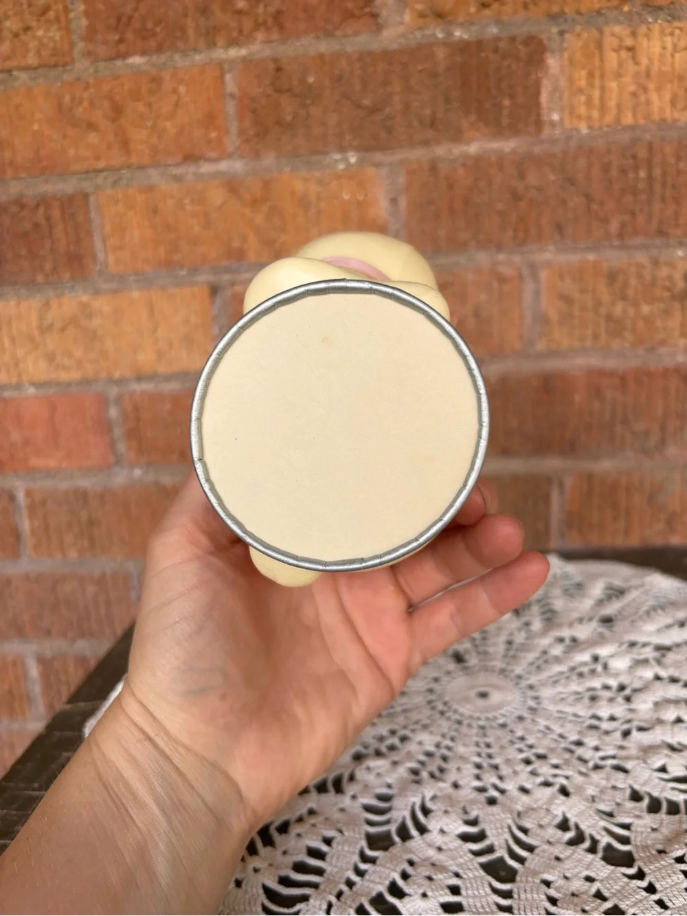 Vintage Wax FANNY FARMER Candy Container Lid BUNNY RABBIT Advertisement